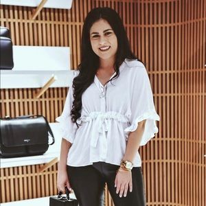 White Ruffle Sleeve Blouse